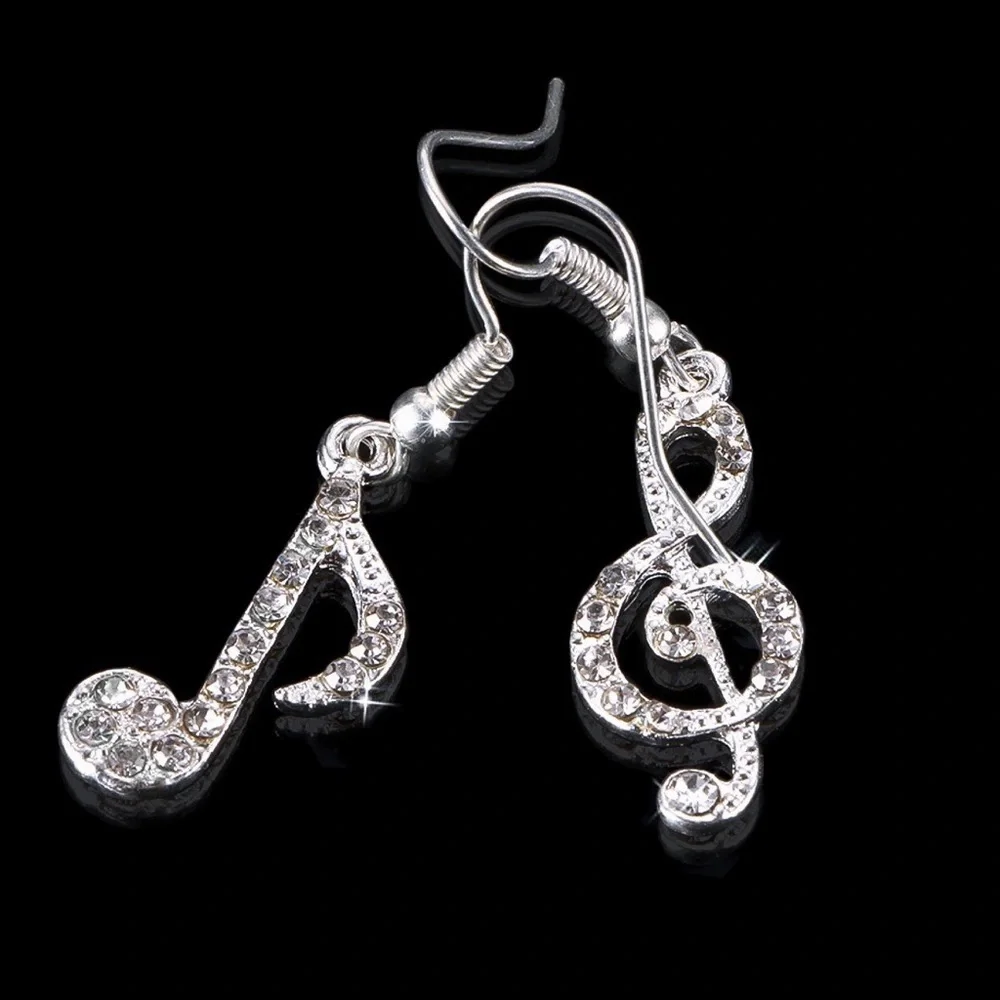 Any 4/$25! Silver Crystal Pave Music Note Earrings - Picture 6 of 11